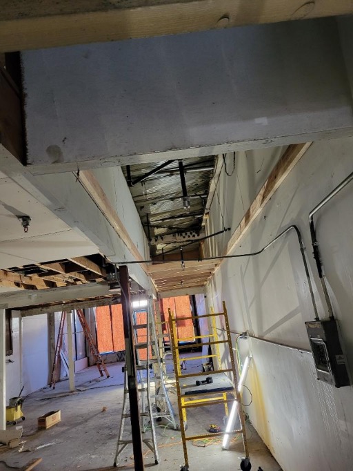 Accessing damages of ceiling and preparing for renovation 